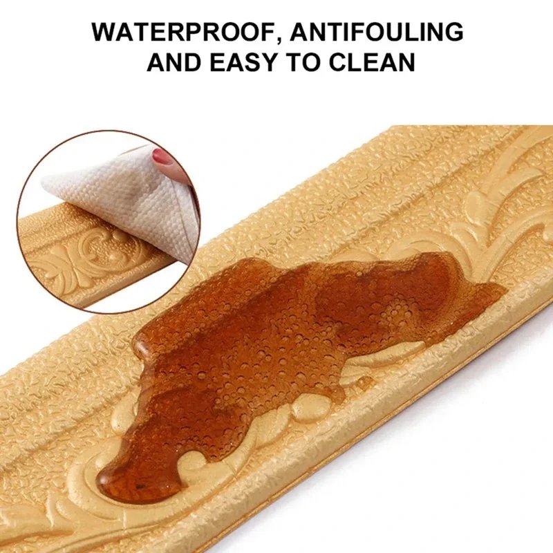 10m/roll 3D wall trim line skirting border self adhesive waterproof baseboard wallpaper wall sticker for room home decoration