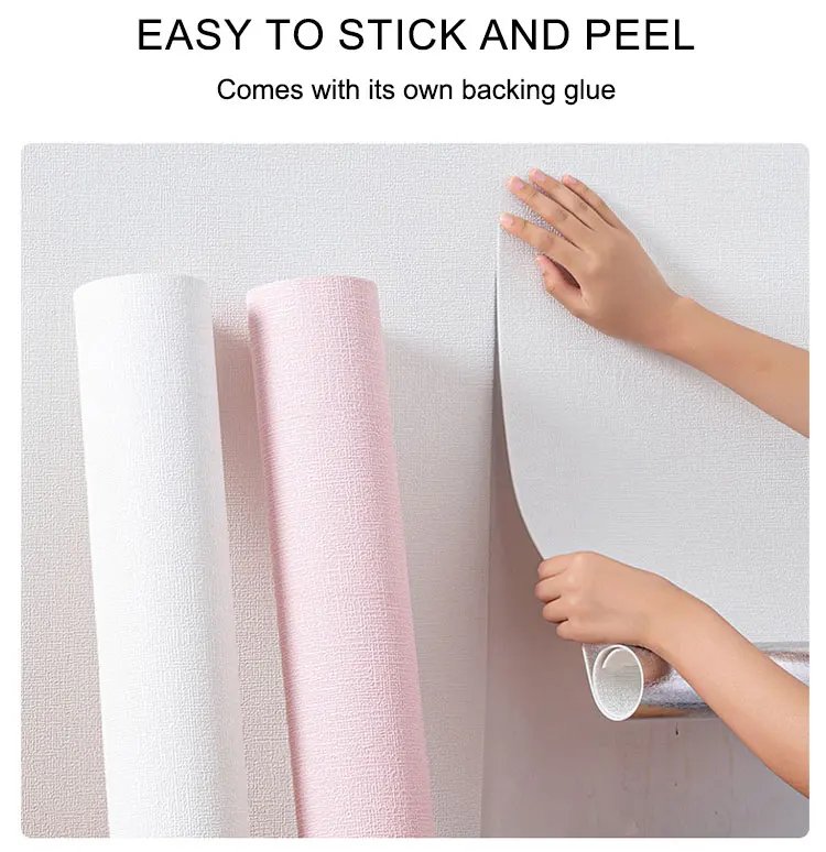 Linen Wallpaper Self-adhesive Waterproof Moisture-proof and Moldy Resistant 3D Wall Stickers Home Living Room Wall Decoration