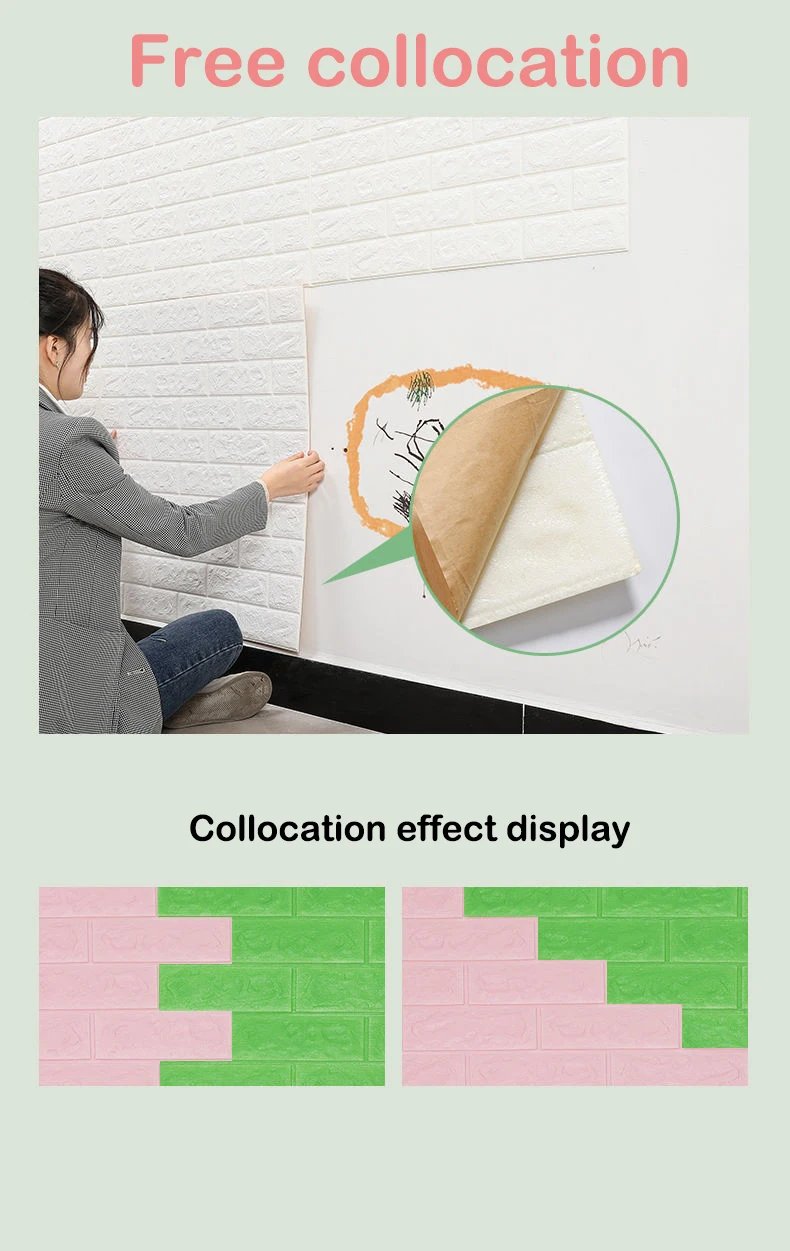 77cm*70cm 3D Self-adhesive Wallpaper Waterproof Brick Retro Wall Stickers Living Room Bedroom Wall Stickers Home Decoration
