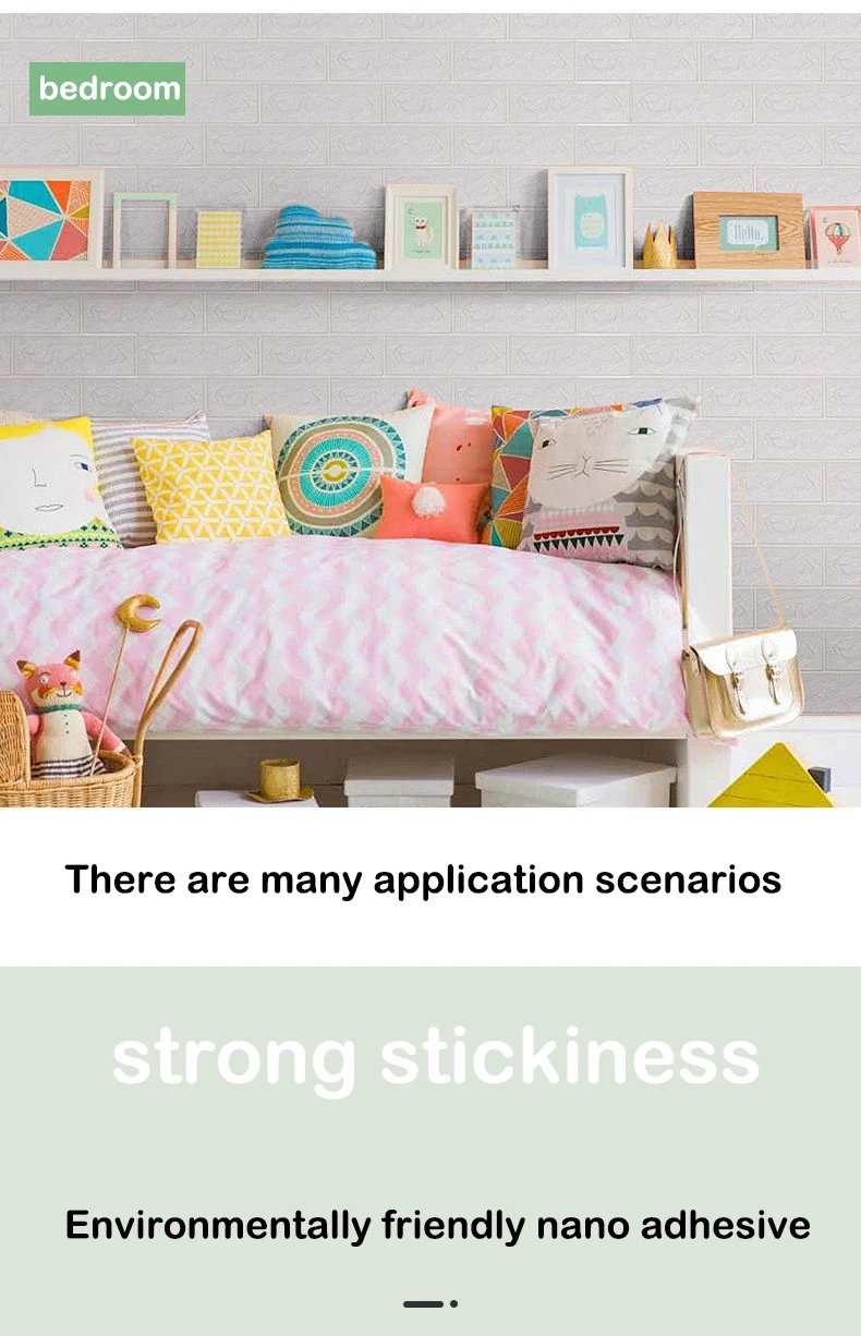 77cm*70cm 3D Self-adhesive Wallpaper Waterproof Brick Retro Wall Stickers Living Room Bedroom Wall Stickers Home Decoration