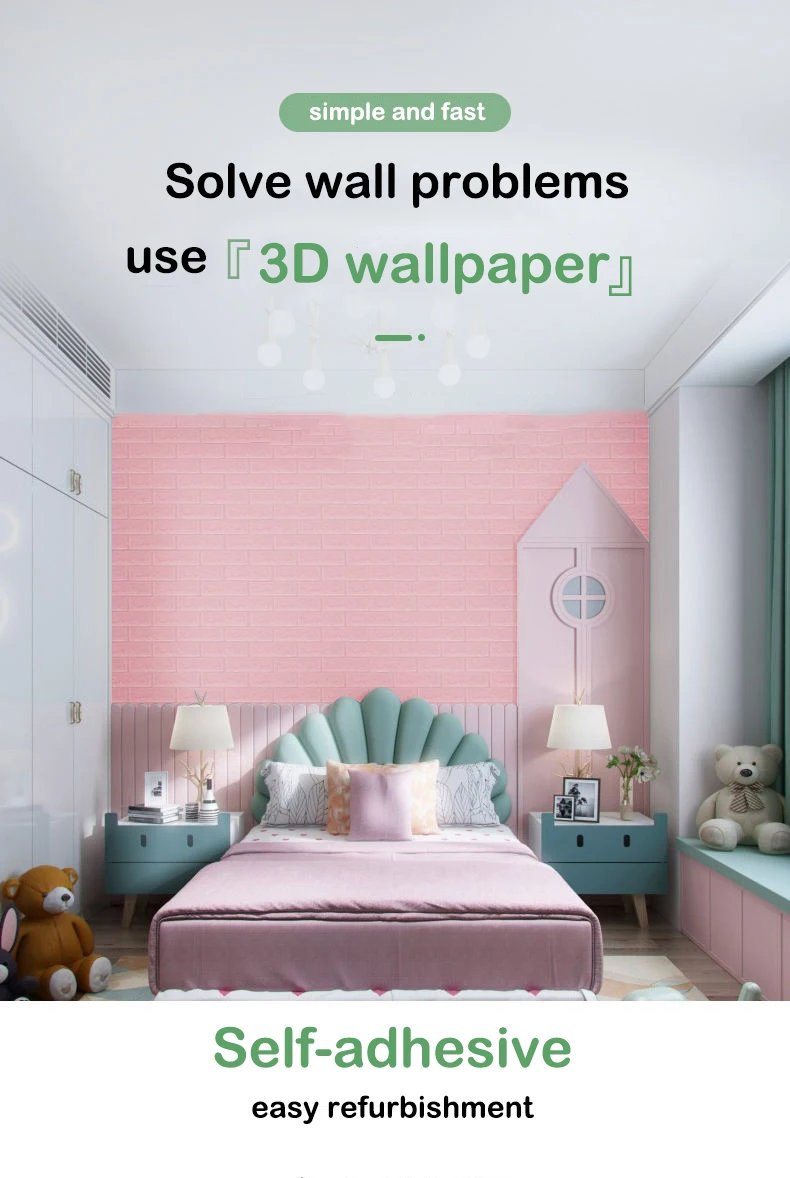 77cm*70cm 3D Self-adhesive Wallpaper Waterproof Brick Retro Wall Stickers Living Room Bedroom Wall Stickers Home Decoration