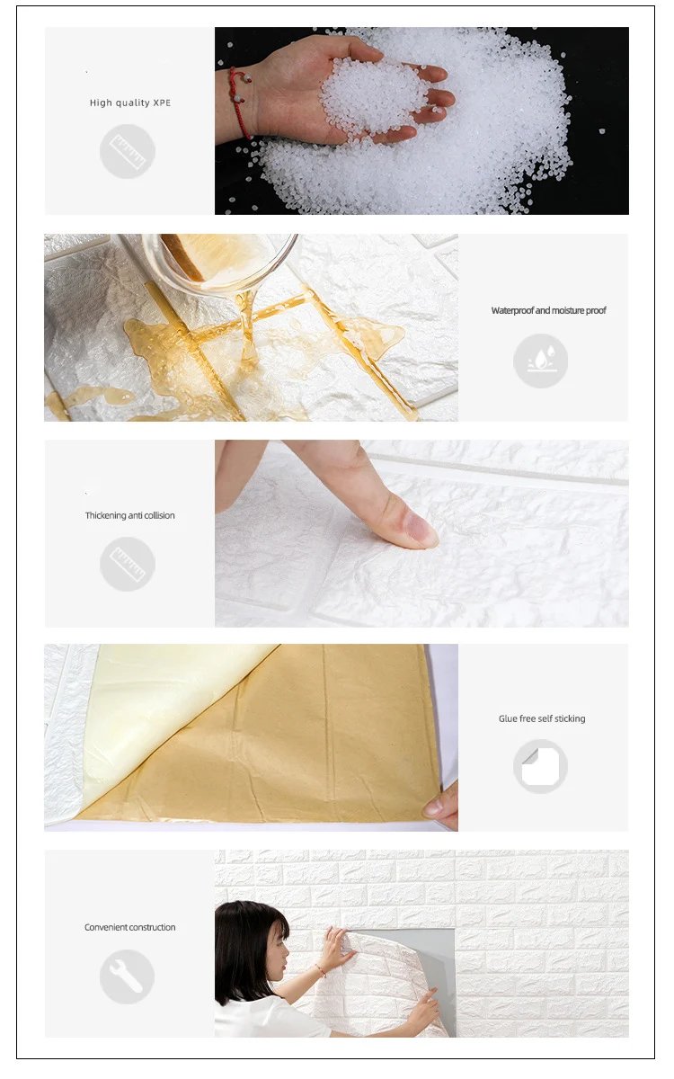 1-10Pcs 77cm*70cm 3D Wall Sticker Imitation Brick Bedroom Home Decor Waterproof Self-adhesive DIY Wallpaper for Living Room