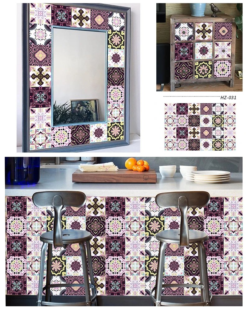 24pcs/set Light Color Tiles Sticker Wall Stickers Kitchen Bathroom Home Renovation Wallpaper Waterproof Self-adhesive Wall Decal