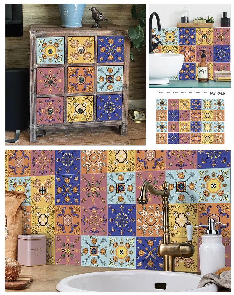 24pcs/set Light Color Tiles Sticker Wall Stickers Kitchen Bathroom Home Renovation Wallpaper Waterproof Self-adhesive Wall Decal