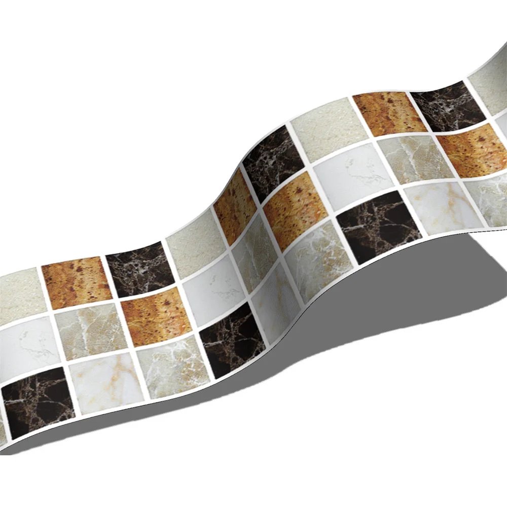 Bathroom Waist Line Wall Stickers Waterproof Peel & Stick Art Mural Backsplash Kitchen Office Skirting Line Decorative Wallpaper