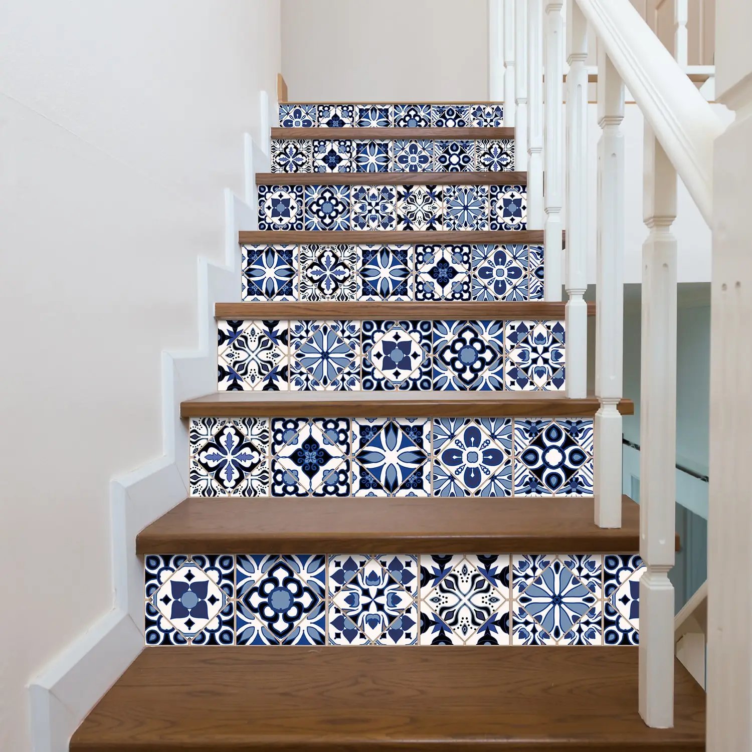 24 pieces of Mandala Retro Pattern Glossy Self-adhesive Tile Stickers for Kitchen and Bathroom Removable Waterproof Wall Sticker