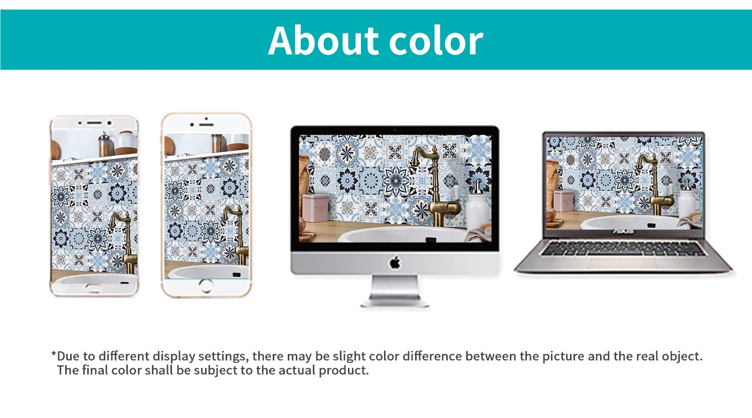 24 pieces of Mandala Retro Pattern Glossy Self-adhesive Tile Stickers for Kitchen and Bathroom Removable Waterproof Wall Sticker