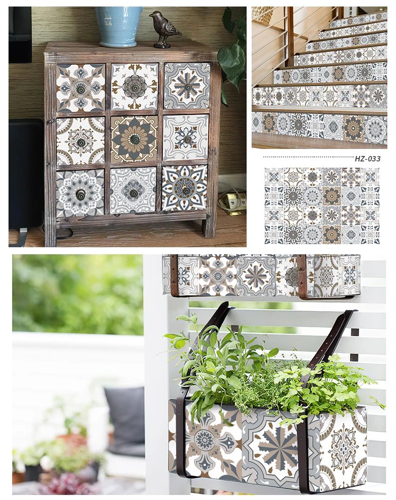 24pcs Art Tile Self-adhesive 3D Wall Sticker Kitchen Wallpaper Murals Waterproof Decals For Living Room Bathroom Decoration