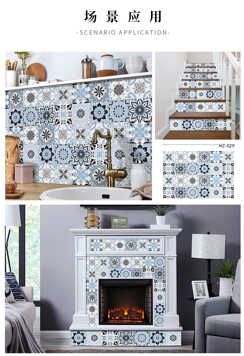 24pcs Art Tile Self-adhesive 3D Wall Sticker Kitchen Wallpaper Murals Waterproof Decals For Living Room Bathroom Decoration