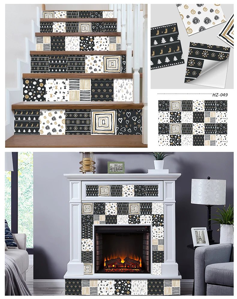 24pcs Art Tile Self-adhesive 3D Wall Sticker Kitchen Wallpaper Murals Waterproof Decals For Living Room Bathroom Decoration