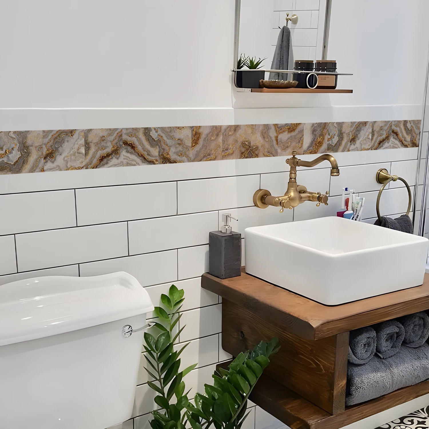 41 Styles Baseboard Stickers Waterproof Peel & Stick Waistline Wall Sticker Floor Border Sticker For Kitchen Bathroom 10x200cm