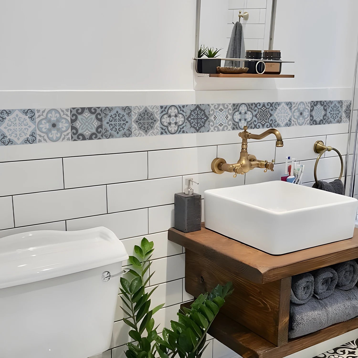 41 Styles Baseboard Stickers Waterproof Peel & Stick Waistline Wall Sticker Floor Border Sticker For Kitchen Bathroom 10x200cm