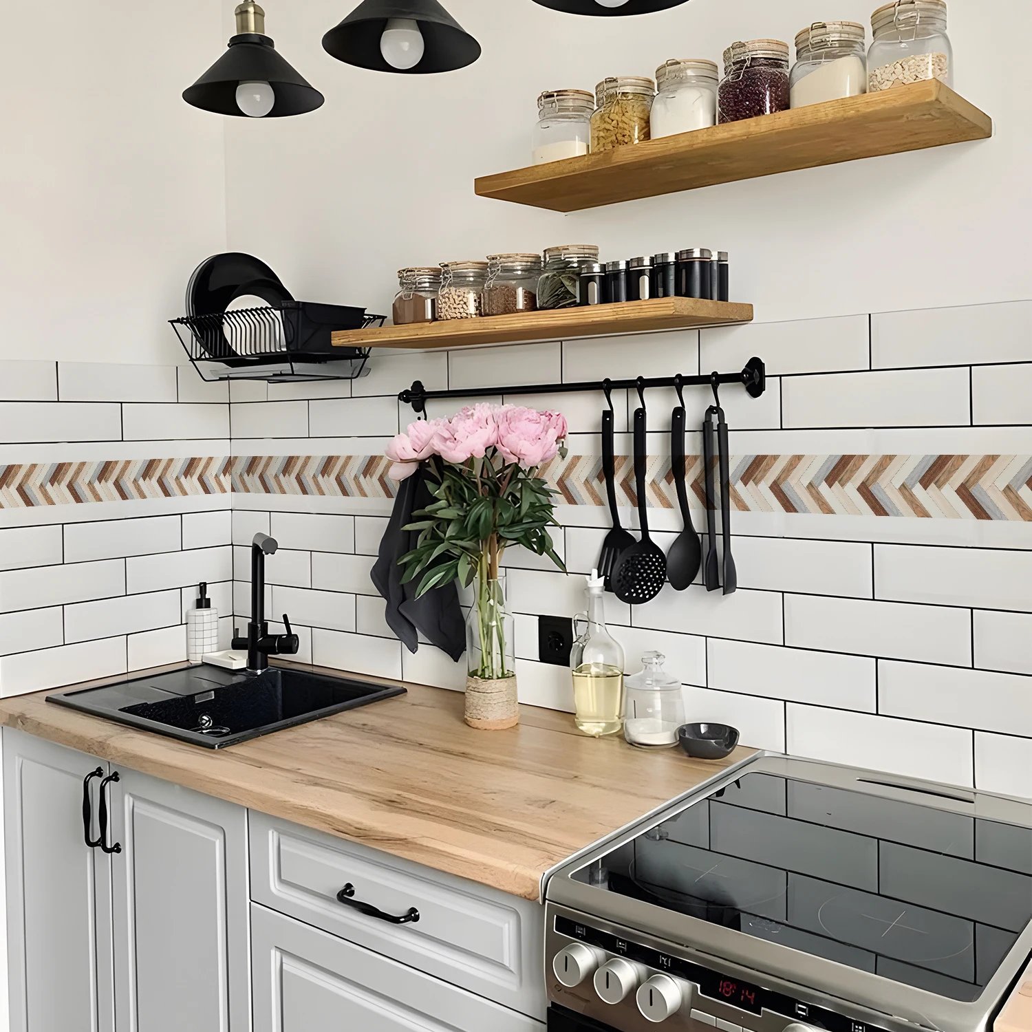 41 Styles Baseboard Stickers Waterproof Peel & Stick Waistline Wall Sticker Floor Border Sticker For Kitchen Bathroom 10x200cm