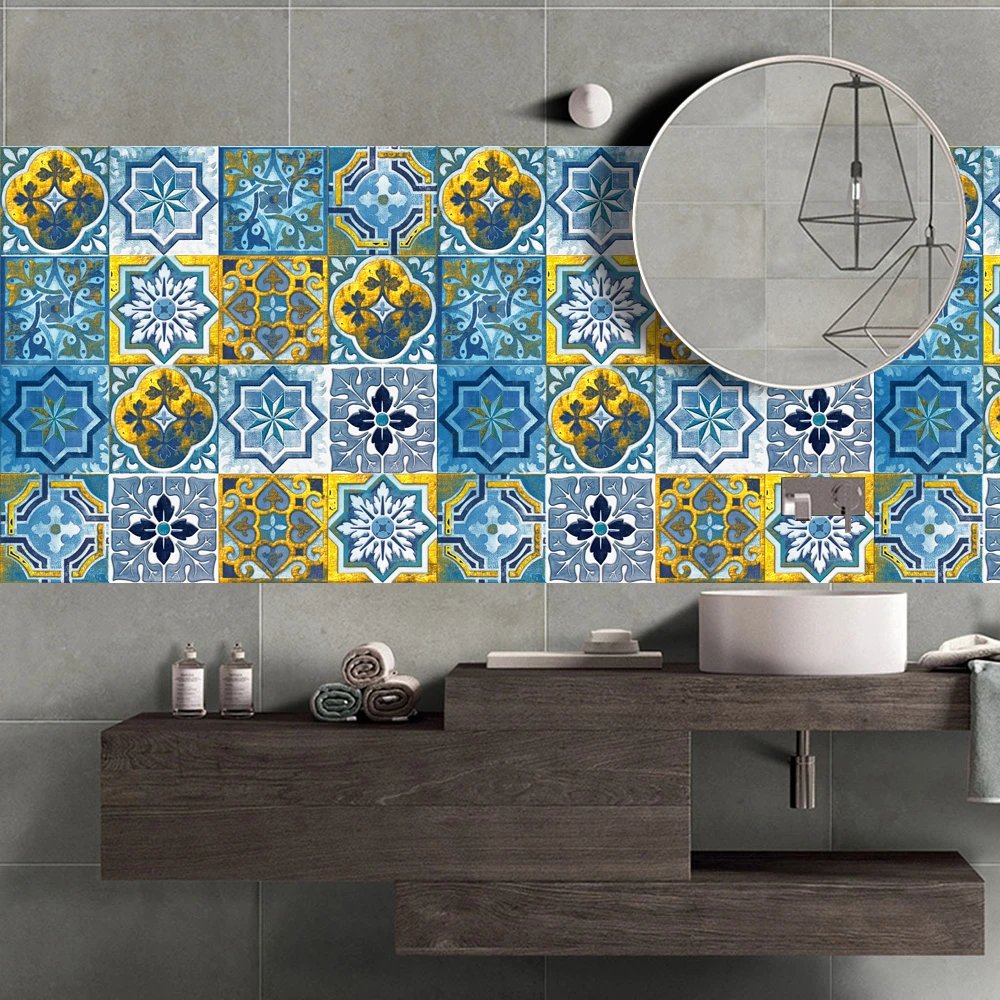 16pcs/Set Matte Waterpoof Tile Wall Sticker Home Decoration Peel & Stick Wallpaper Kitchen Bathroom Wardrobe Floor PVC Art Mural