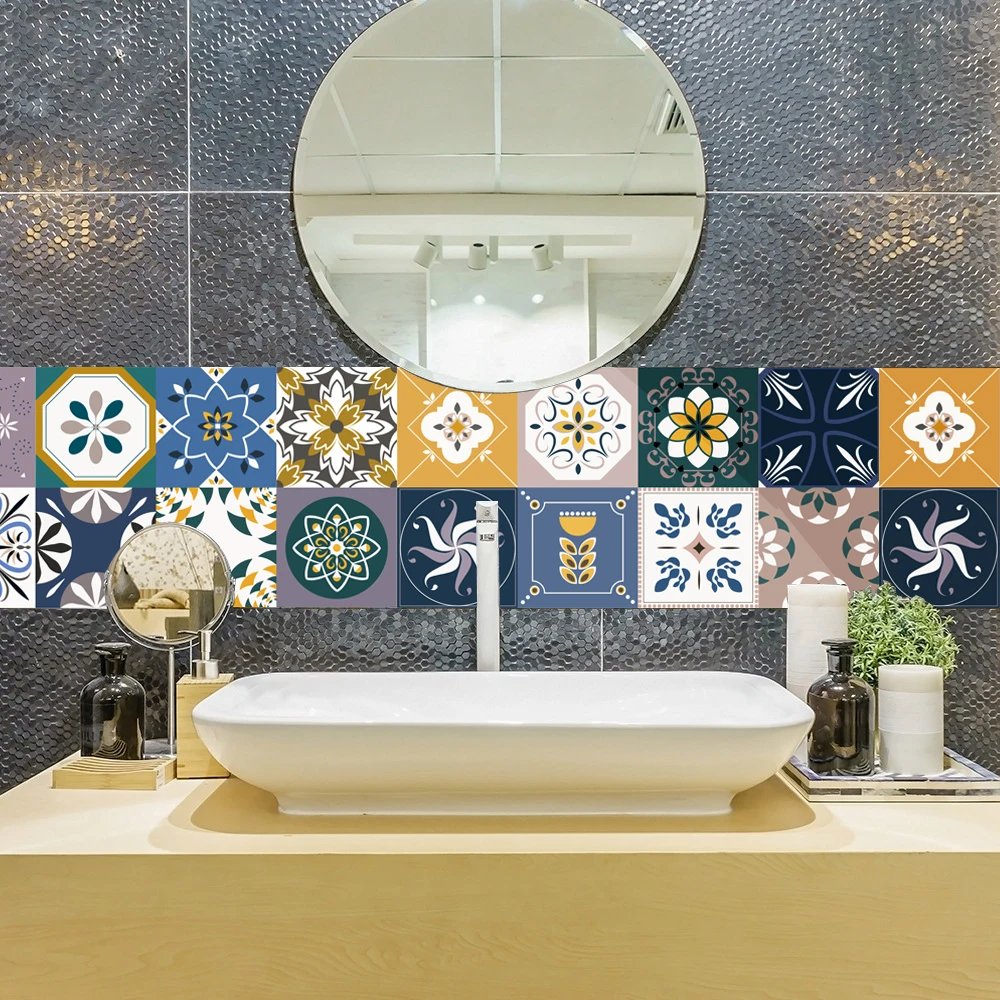 16pcs/Set Matte Waterpoof Tile Wall Sticker Home Decoration Peel & Stick Wallpaper Kitchen Bathroom Wardrobe Floor PVC Art Mural