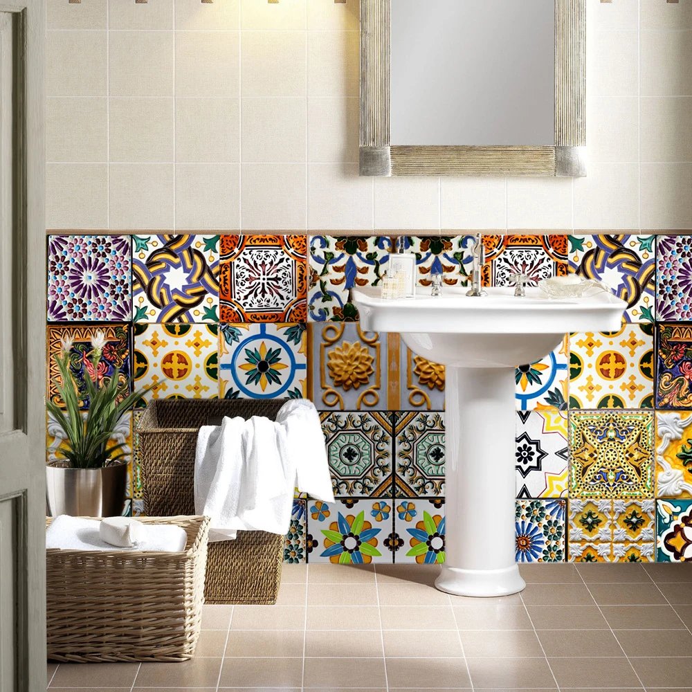 16pcs/Set Matte Waterpoof Tile Wall Sticker Home Decoration Peel & Stick Wallpaper Kitchen Bathroom Wardrobe Floor PVC Art Mural