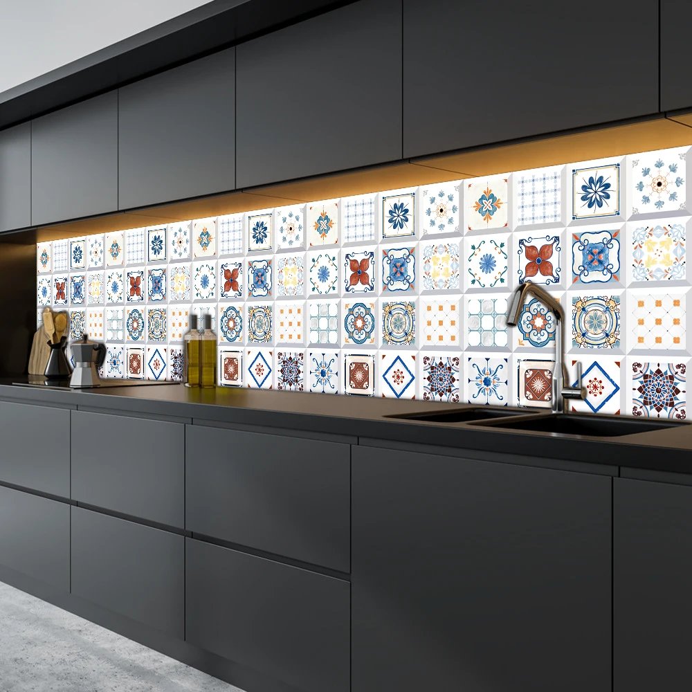 16pcs/Set Matte Waterpoof Tile Wall Sticker Home Decoration Peel & Stick Wallpaper Kitchen Bathroom Wardrobe Floor PVC Art Mural