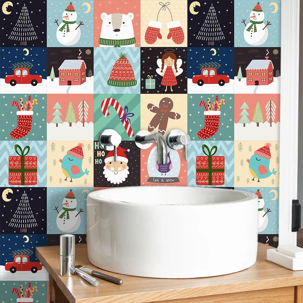 16pcs/Set Matte Waterpoof Tile Wall Sticker Home Decoration Peel & Stick Wallpaper Kitchen Bathroom Wardrobe Floor PVC Art Mural