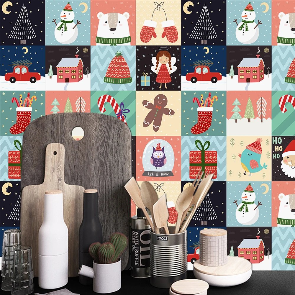 16pcs/Set Matte Waterpoof Tile Wall Sticker Home Decoration Peel & Stick Wallpaper Kitchen Bathroom Wardrobe Floor PVC Art Mural