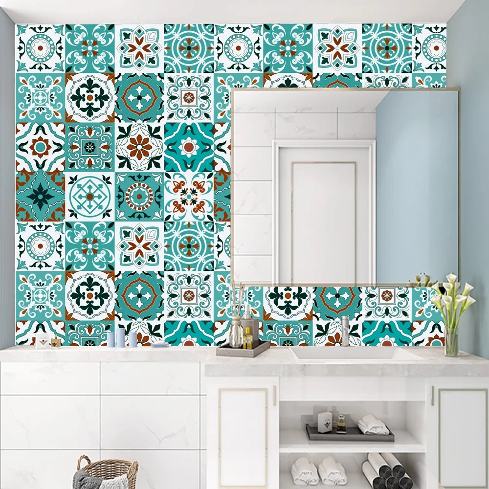 16pcs/Set Matte Waterpoof Tile Wall Sticker Home Decoration Peel & Stick Wallpaper Kitchen Bathroom Wardrobe Floor PVC Art Mural