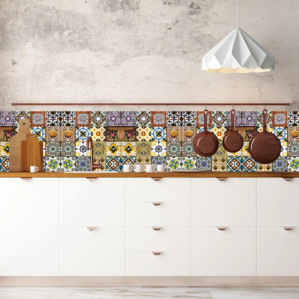 16pcs/Set Matte Waterpoof Tile Wall Sticker Home Decoration Peel & Stick Wallpaper Kitchen Bathroom Wardrobe Floor PVC Art Mural