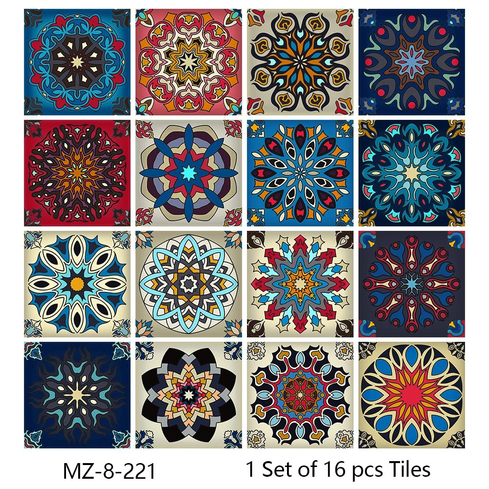 16pcs/Set Matte Waterpoof Tile Wall Sticker Home Decoration Peel & Stick Wallpaper Kitchen Bathroom Wardrobe Floor PVC Art Mural