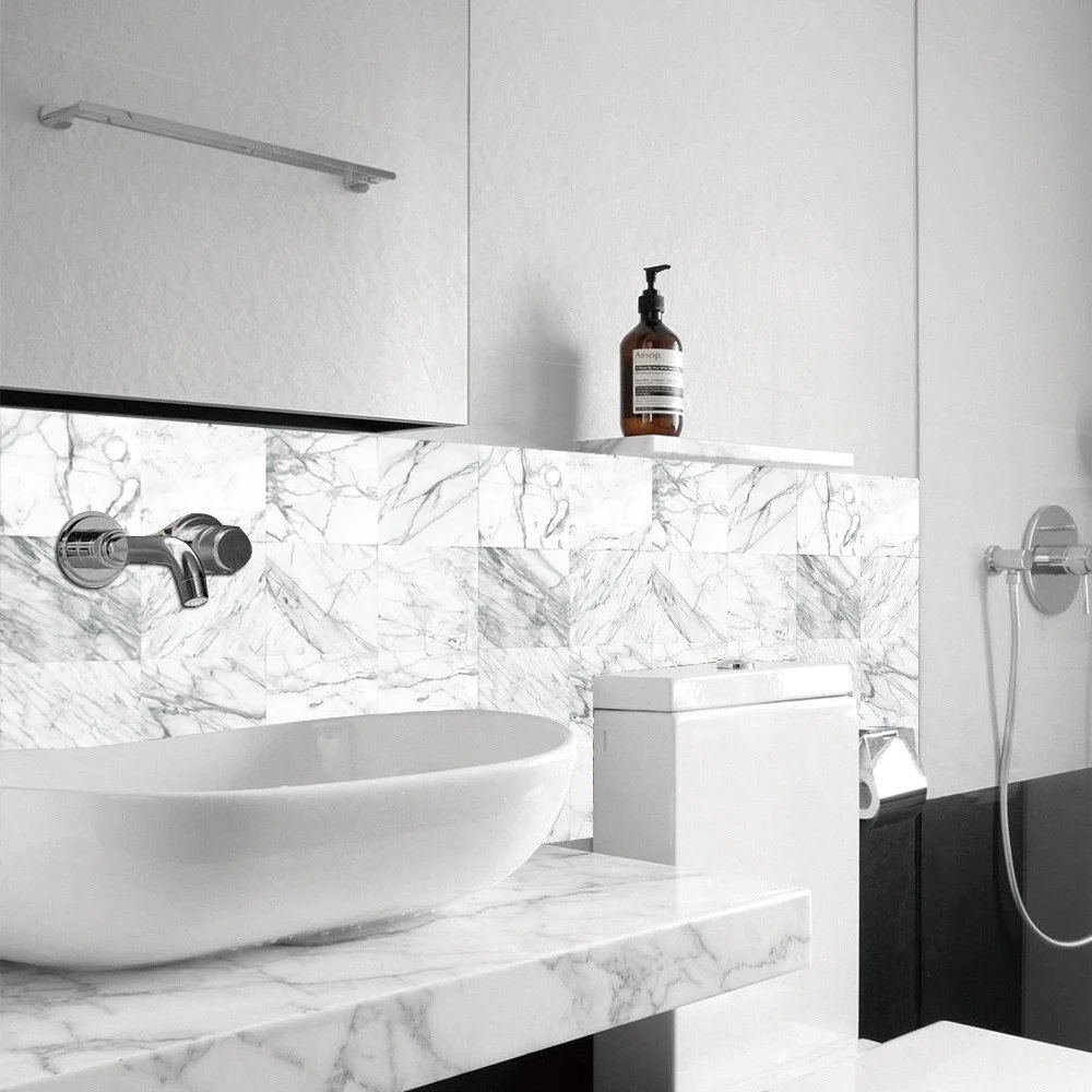 16pcs/Set Matte Waterpoof Tile Wall Sticker Home Decoration Peel & Stick Wallpaper Kitchen Bathroom Wardrobe Floor PVC Art Mural