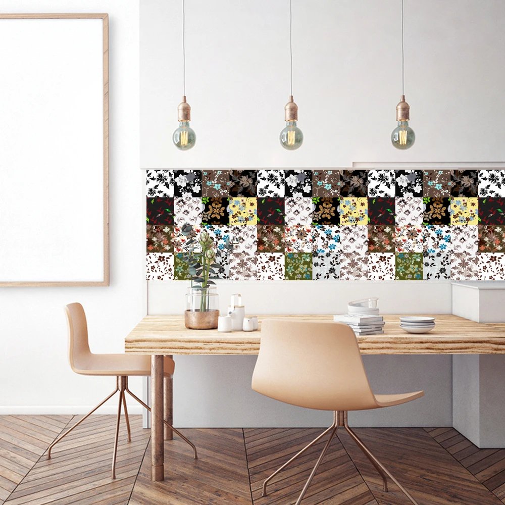 16pcs/Set Matte Waterpoof Tile Wall Sticker Home Decoration Peel & Stick Wallpaper Kitchen Bathroom Wardrobe Floor PVC Art Mural