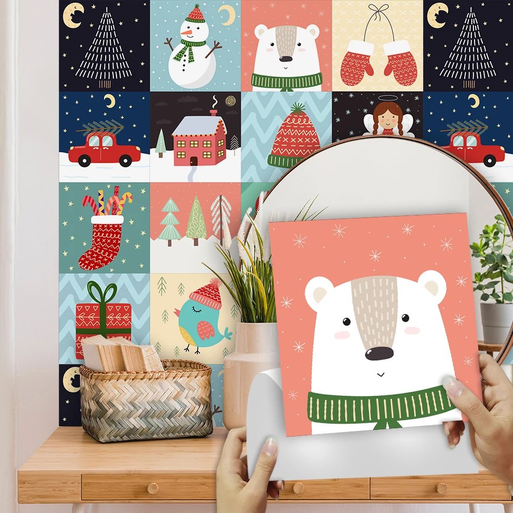 16pcs/Set Matte Waterpoof Tile Wall Sticker Home Decoration Peel & Stick Wallpaper Kitchen Bathroom Wardrobe Floor PVC Art Mural