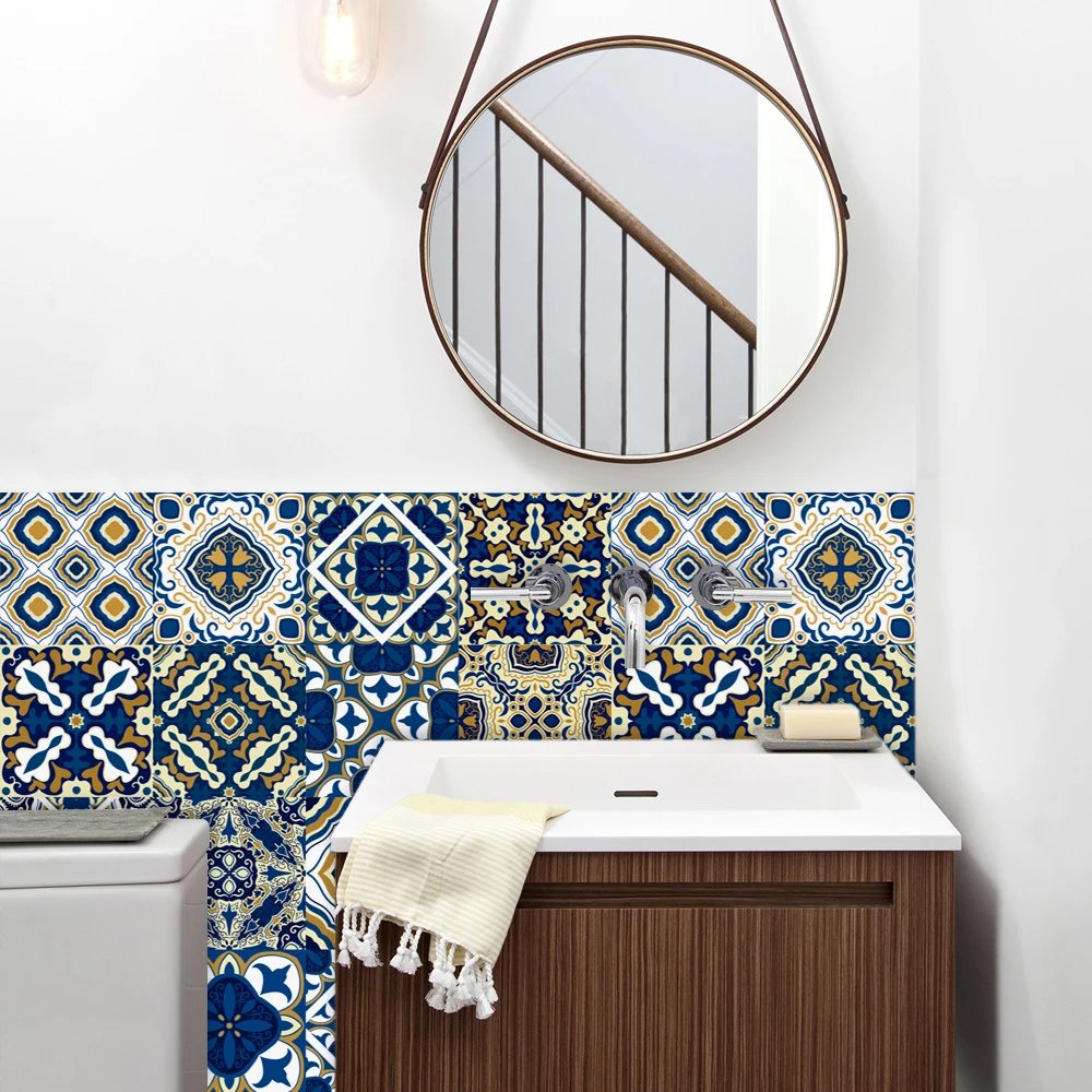 16pcs/Set Matte Waterpoof Tile Wall Sticker Home Decoration Peel & Stick Wallpaper Kitchen Bathroom Wardrobe Floor PVC Art Mural