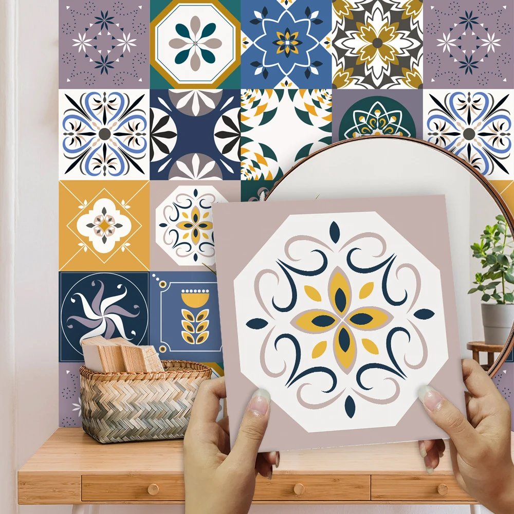 16pcs/Set Matte Waterpoof Tile Wall Sticker Home Decoration Peel & Stick Wallpaper Kitchen Bathroom Wardrobe Floor PVC Art Mural