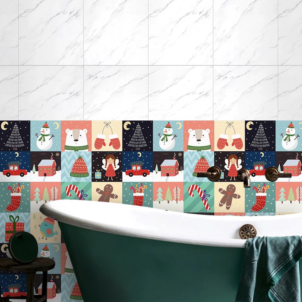 16pcs/Set Matte Waterpoof Tile Wall Sticker Home Decoration Peel & Stick Wallpaper Kitchen Bathroom Wardrobe Floor PVC Art Mural