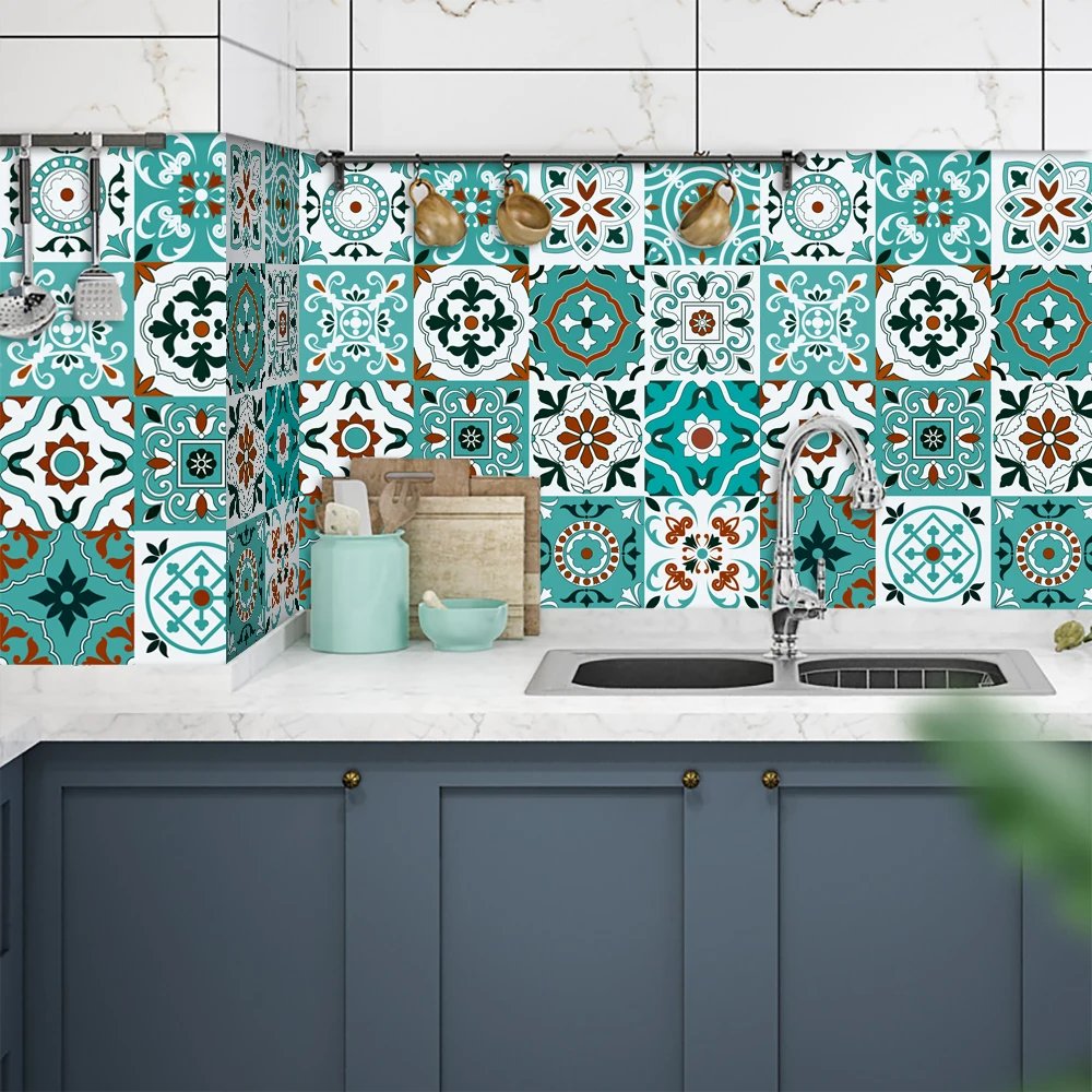 16pcs/Set Matte Waterpoof Tile Wall Sticker Home Decoration Peel & Stick Wallpaper Kitchen Bathroom Wardrobe Floor PVC Art Mural