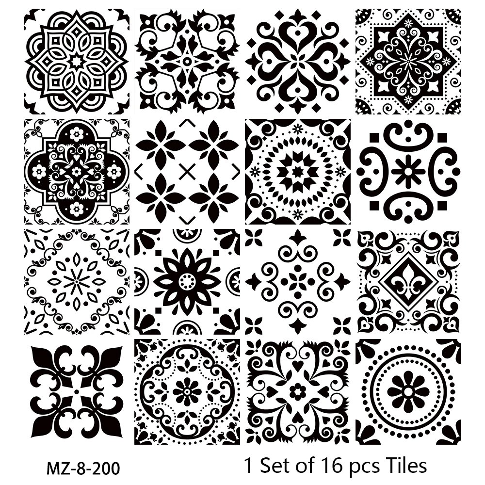 16pcs/Set Matte Waterpoof Tile Wall Sticker Home Decoration Peel & Stick Wallpaper Kitchen Bathroom Wardrobe Floor PVC Art Mural