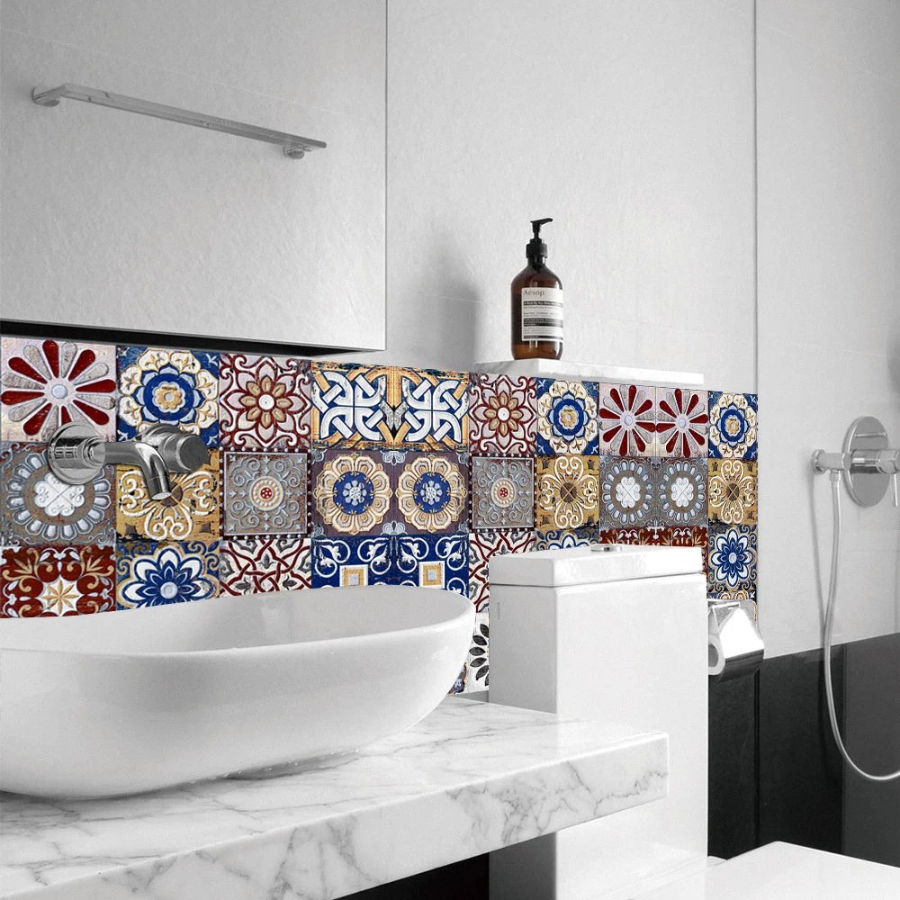 16pcs/Set Matte Waterpoof Tile Wall Sticker Home Decoration Peel & Stick Wallpaper Kitchen Bathroom Wardrobe Floor PVC Art Mural