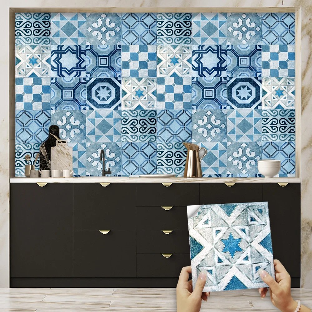 16pcs/Set Matte Waterpoof Tile Wall Sticker Home Decoration Peel & Stick Wallpaper Kitchen Bathroom Wardrobe Floor PVC Art Mural
