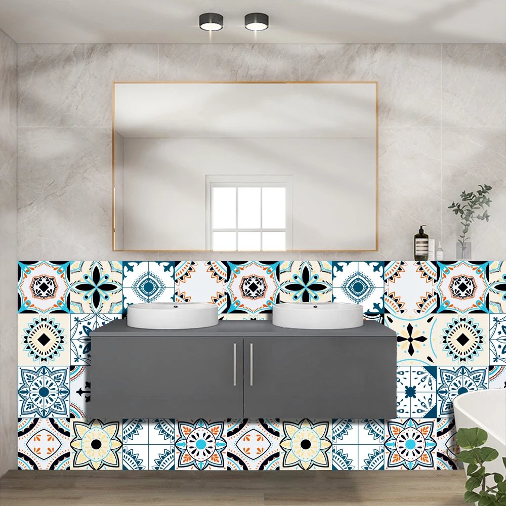 16pcs/Set Matte Waterpoof Tile Wall Sticker Home Decoration Peel & Stick Wallpaper Kitchen Bathroom Wardrobe Floor PVC Art Mural