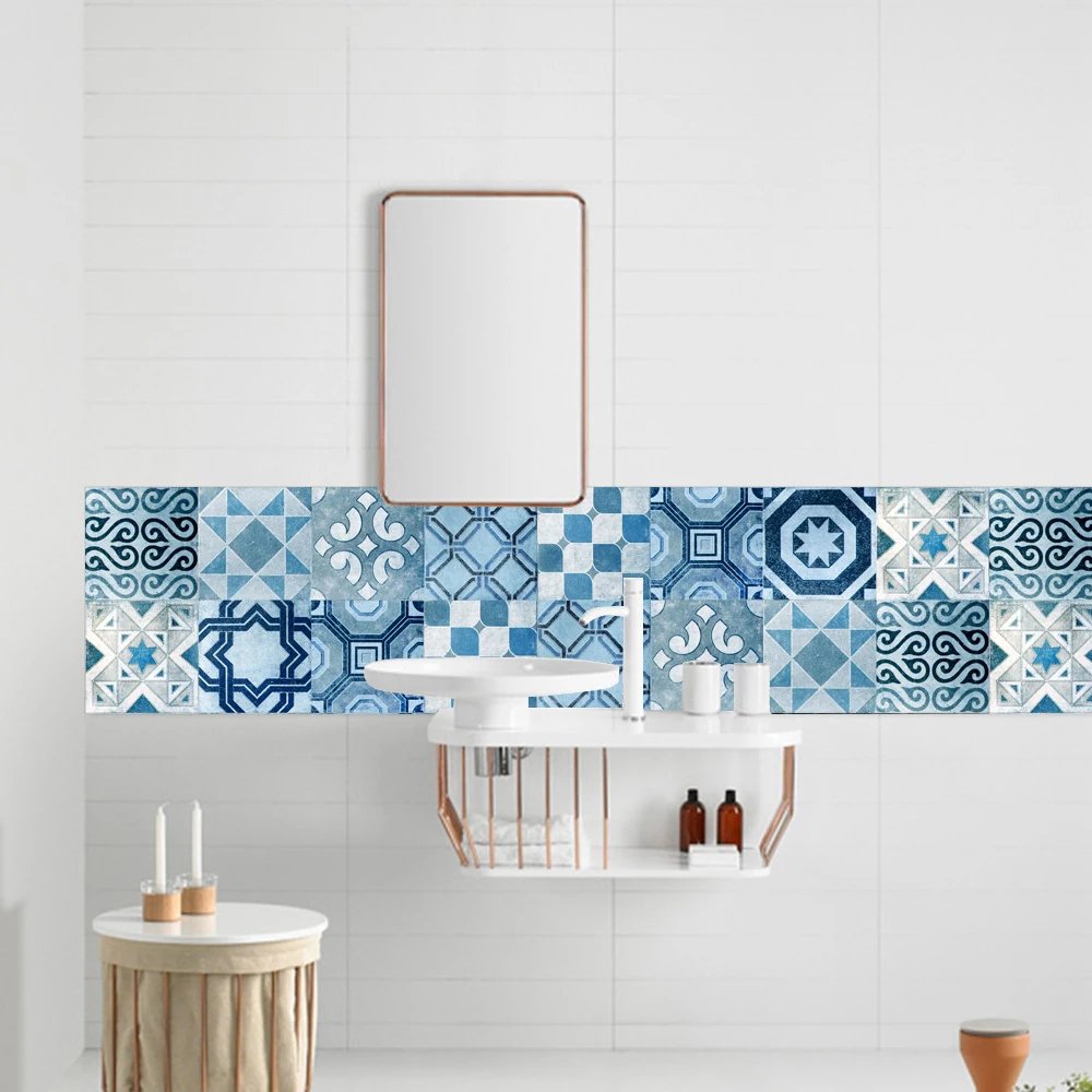 16pcs/Set Matte Waterpoof Tile Wall Sticker Home Decoration Peel & Stick Wallpaper Kitchen Bathroom Wardrobe Floor PVC Art Mural