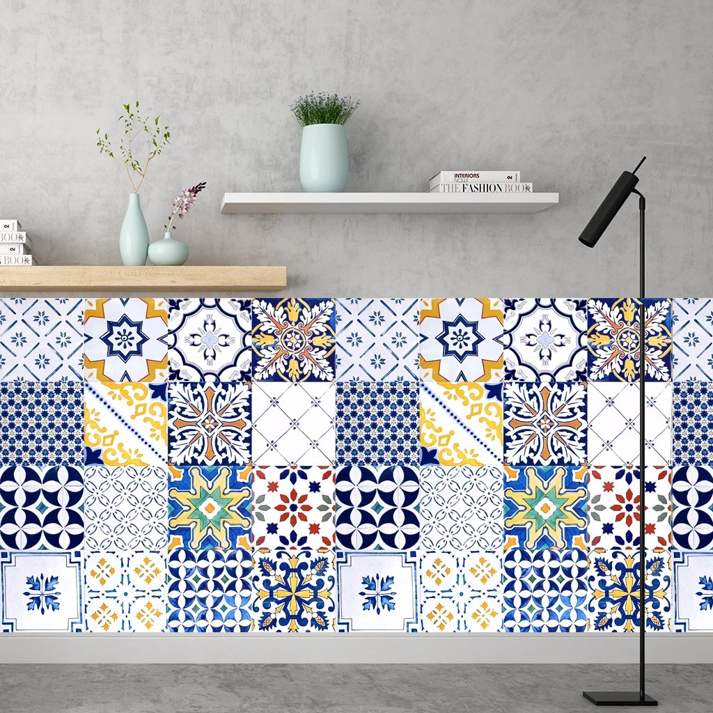 16pcs/Set Matte Waterpoof Tile Wall Sticker Home Decoration Peel & Stick Wallpaper Kitchen Bathroom Wardrobe Floor PVC Art Mural