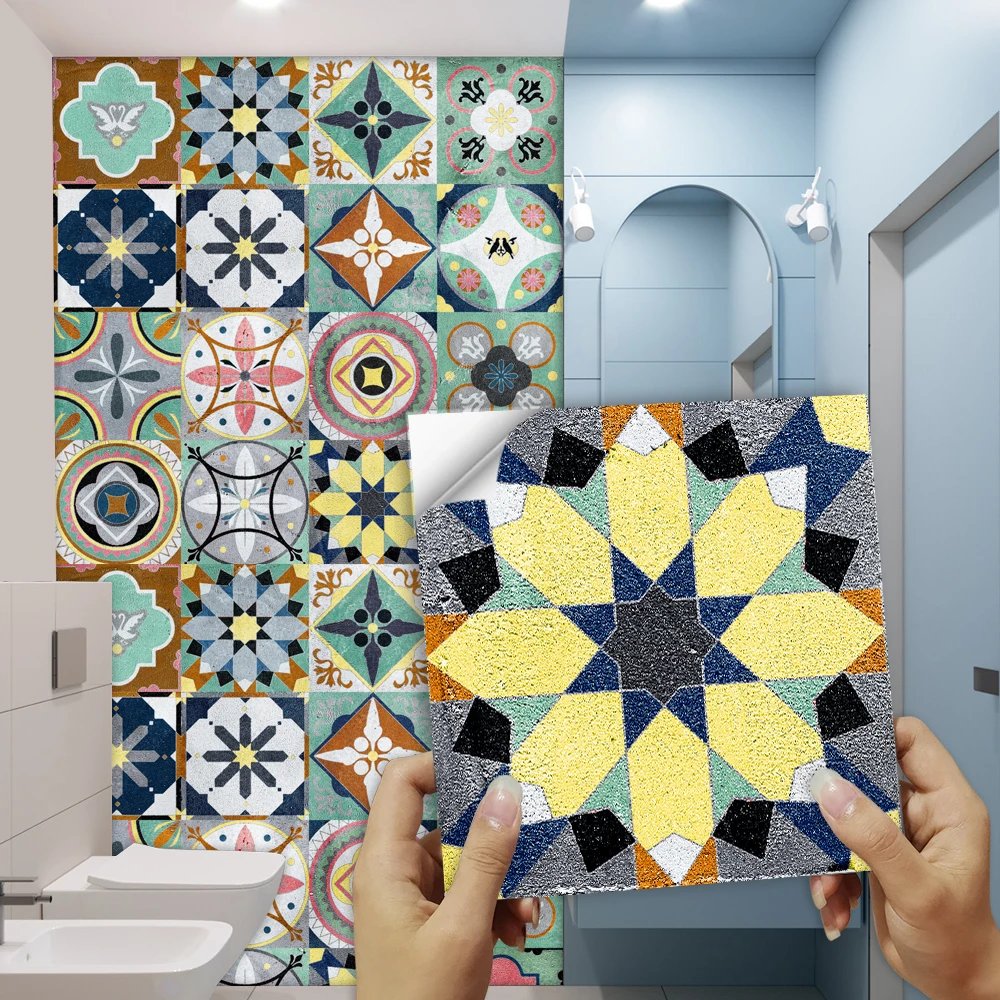 16pcs/Set Matte Waterpoof Tile Wall Sticker Home Decoration Peel & Stick Wallpaper Kitchen Bathroom Wardrobe Floor PVC Art Mural