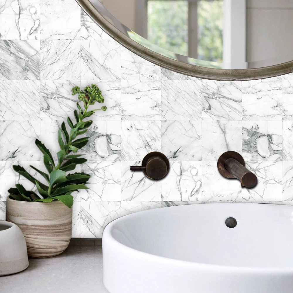 16pcs/Set Matte Waterpoof Tile Wall Sticker Home Decoration Peel & Stick Wallpaper Kitchen Bathroom Wardrobe Floor PVC Art Mural