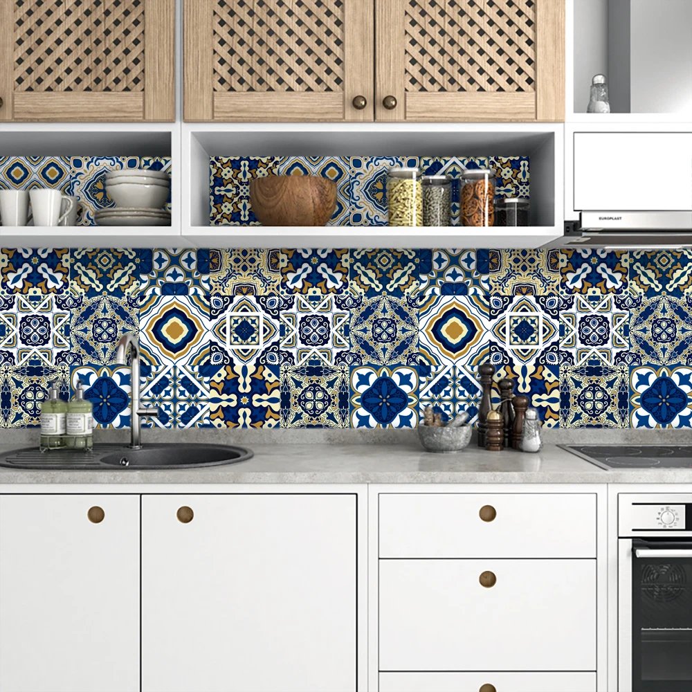 16pcs/Set Matte Waterpoof Tile Wall Sticker Home Decoration Peel & Stick Wallpaper Kitchen Bathroom Wardrobe Floor PVC Art Mural