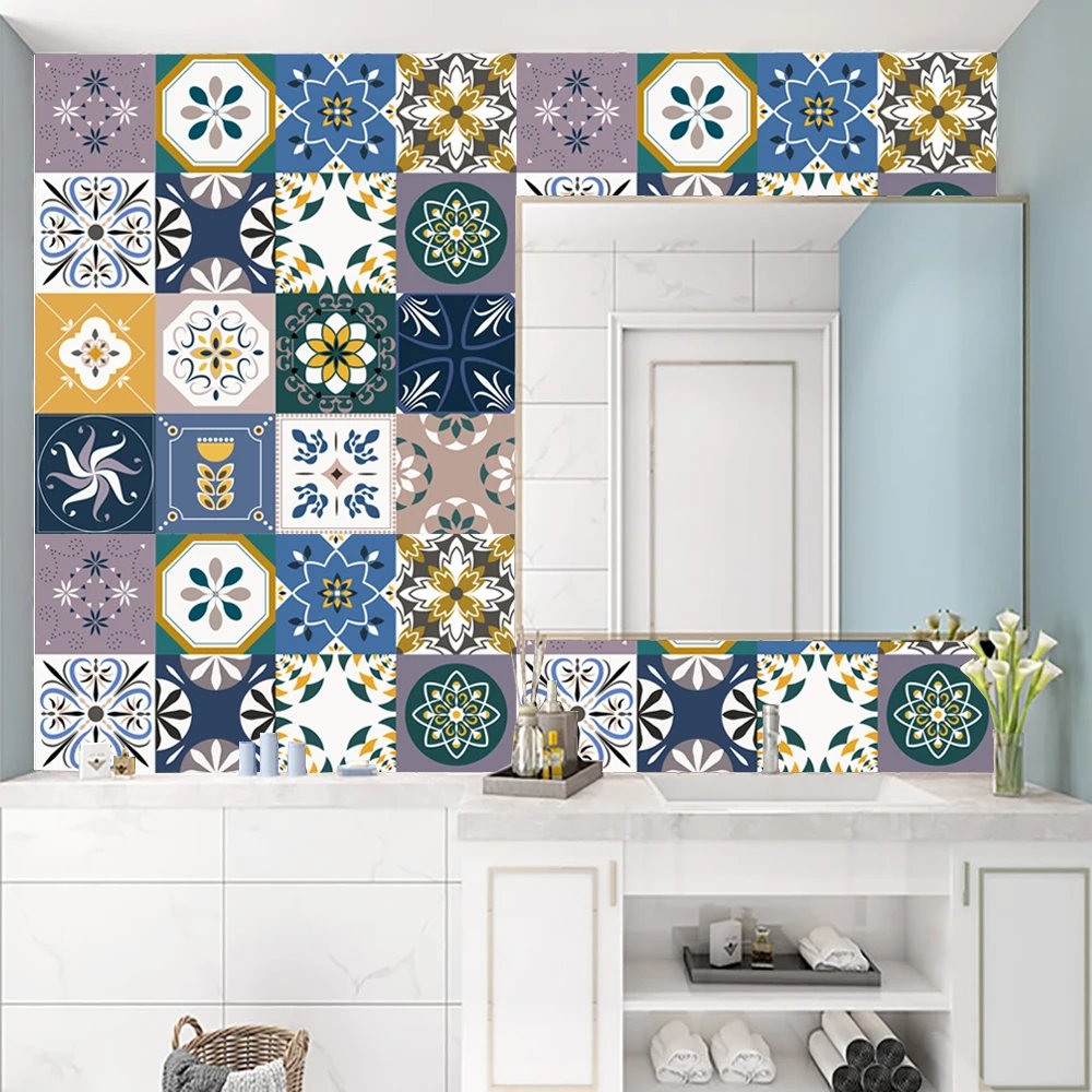 16pcs/Set Matte Waterpoof Tile Wall Sticker Home Decoration Peel & Stick Wallpaper Kitchen Bathroom Wardrobe Floor PVC Art Mural