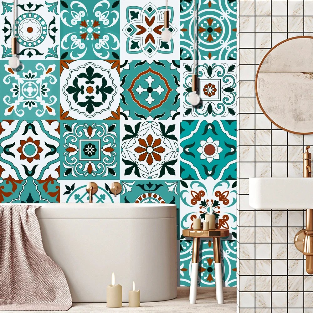 16pcs/Set Matte Waterpoof Tile Wall Sticker Home Decoration Peel & Stick Wallpaper Kitchen Bathroom Wardrobe Floor PVC Art Mural