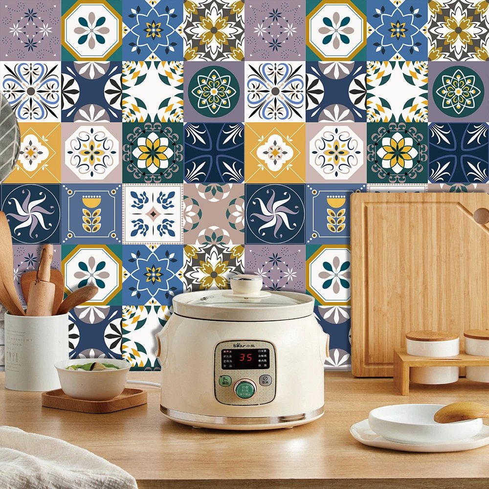 16pcs/Set Matte Waterpoof Tile Wall Sticker Home Decoration Peel & Stick Wallpaper Kitchen Bathroom Wardrobe Floor PVC Art Mural