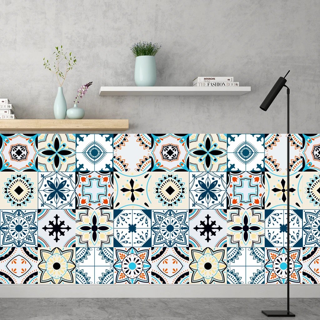 16pcs/Set Matte Waterpoof Tile Wall Sticker Home Decoration Peel & Stick Wallpaper Kitchen Bathroom Wardrobe Floor PVC Art Mural