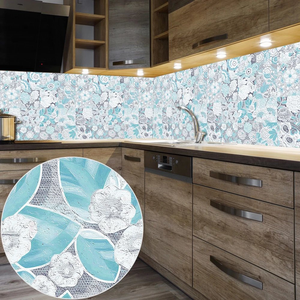 16pcs/Set Matte Waterpoof Tile Wall Sticker Home Decoration Peel & Stick Wallpaper Kitchen Bathroom Wardrobe Floor PVC Art Mural