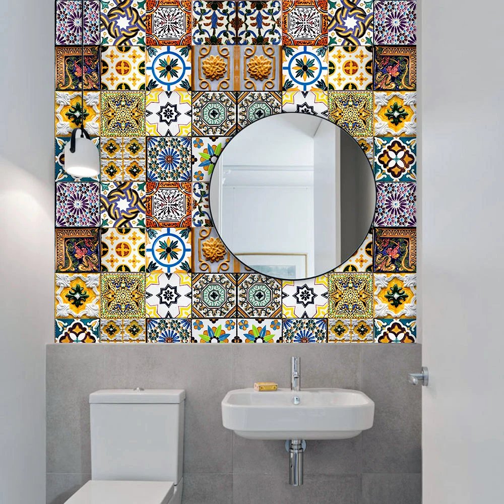 16pcs/Set Matte Waterpoof Tile Wall Sticker Home Decoration Peel & Stick Wallpaper Kitchen Bathroom Wardrobe Floor PVC Art Mural