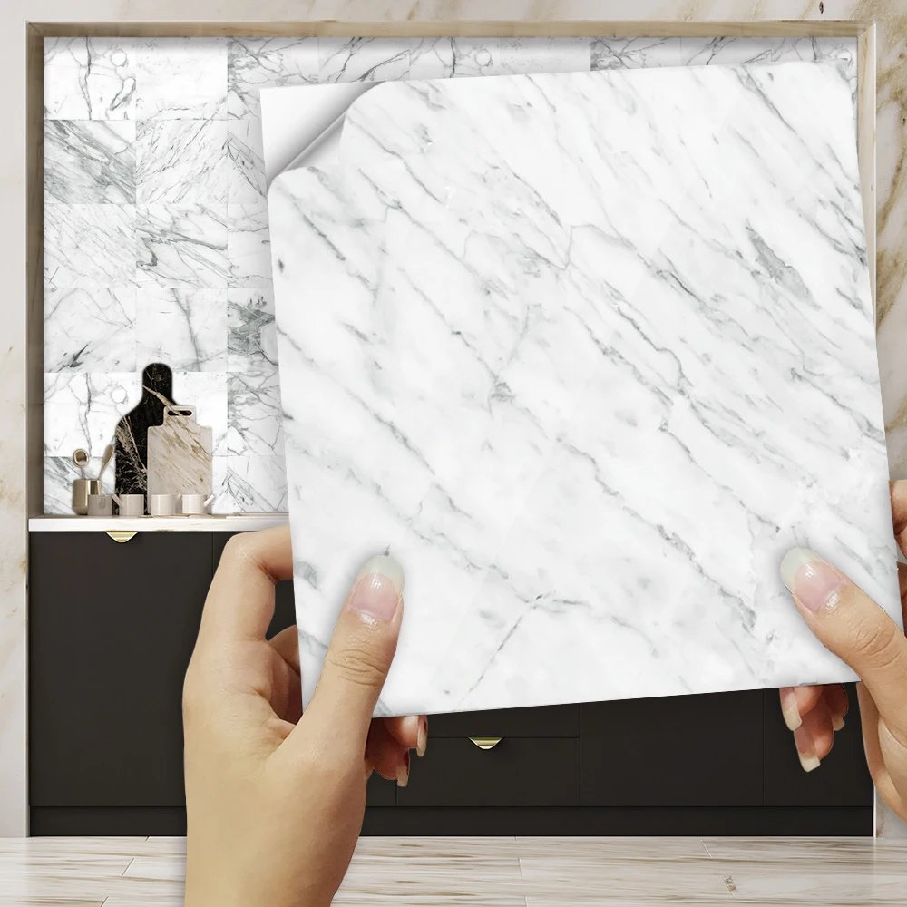 16pcs/Set Matte Waterpoof Tile Wall Sticker Home Decoration Peel & Stick Wallpaper Kitchen Bathroom Wardrobe Floor PVC Art Mural