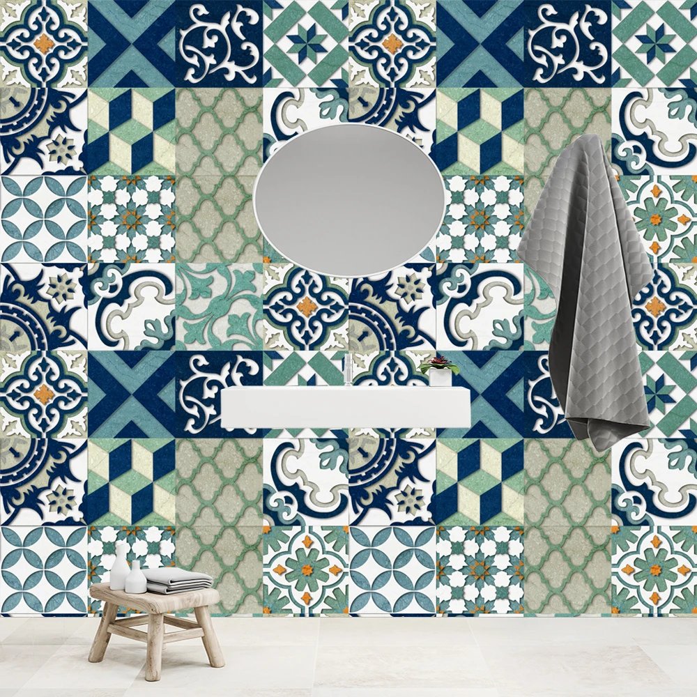 16pcs/Set Matte Waterpoof Tile Wall Sticker Home Decoration Peel & Stick Wallpaper Kitchen Bathroom Wardrobe Floor PVC Art Mural